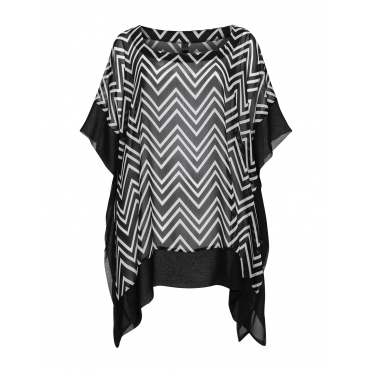 Chiffontunika mit Zickzack-Print 