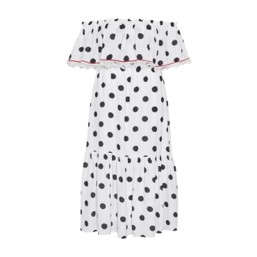 Crêpe-Maxikleid mit Punkten 