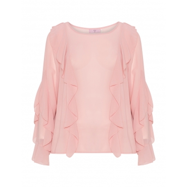 Crêpe-Tunika mit Volants 