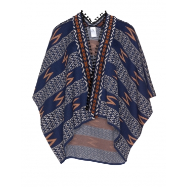 Feinstrick-Cape im Ethno-Look 