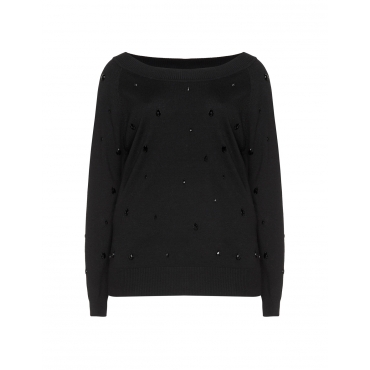 Feinstrickpullover mit Steinchen 