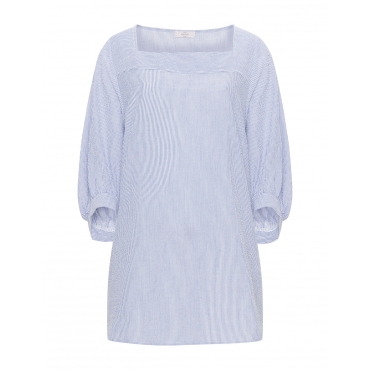 Gestreifte Bluse mit eckigem Ausschnitt 