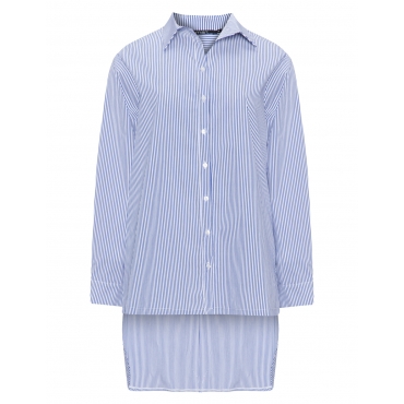 Gestreifte Hemdbluse mit High-Low-Saum 