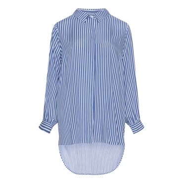 Gestreifte Longbluse mit High-Low-Saum 