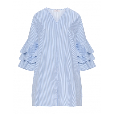 Gestreifte Tunika mit Trompetenärmeln 