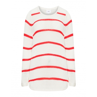 Grobstrickpullover mit Streifen 