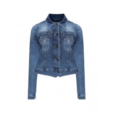 Jeansjacke mit bestickten Taschen 