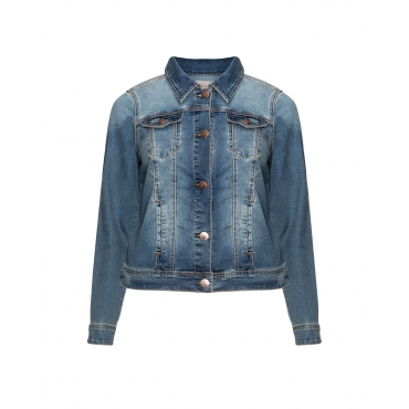 Jeansjacke mit Destroyed-Elementen 