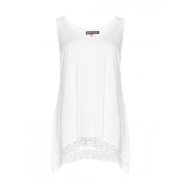 Jersey-Longtop mit Zipfelsaum aus Spitze 