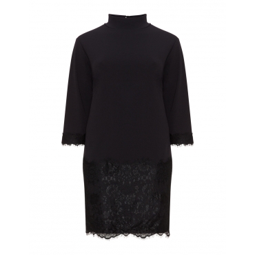 Jersey-Shirtkleid mit Spitze 