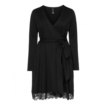 Jersey-Wickelkleid Laura mit Spitzensaum 