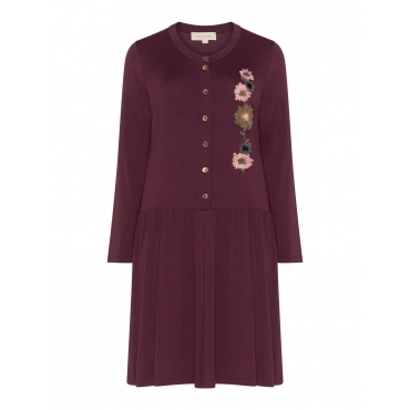 Jerseykleid mit Blumenstickerei 