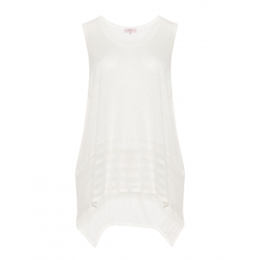 Jerseytop mit Zipfelsaum und Streifen 