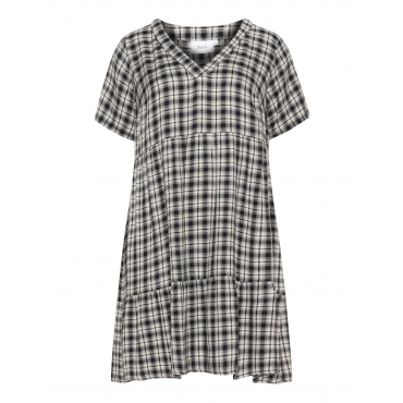 Kariertes Shirtkleid mit Raffungen 