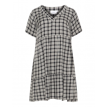 Kariertes Shirtkleid mit Raffungen 