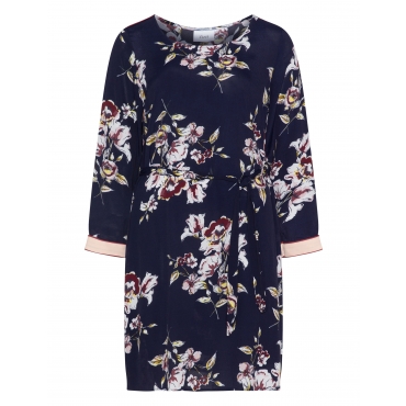 Kleid mit Blumenmuster und Bindegürtel 