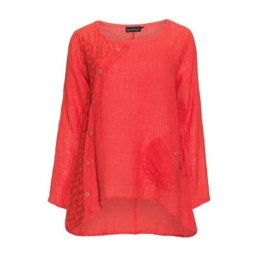 Leinenmix-Shirt mit Zierknöpfen 