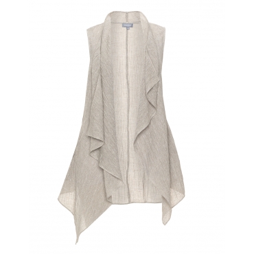 Leinenweste mit Wasserfallkragen 