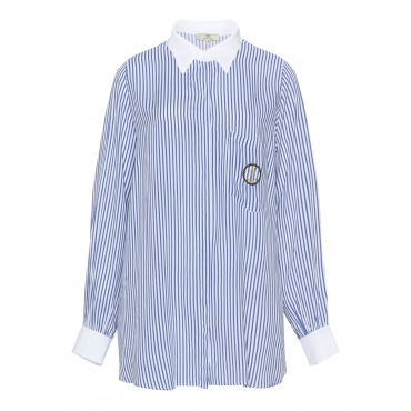 Maritim gestreifte Hemdbluse mit Patch 