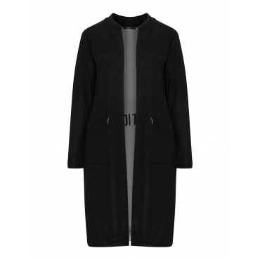 Offener Long-Cardigan mit Taschen 