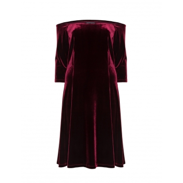 Samtkleid mit Carmenausschnitt 