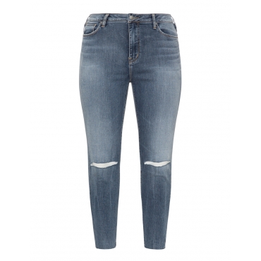 Slim Fit Jeans im Used-Look mit Cuts 