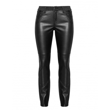 Slim Fit Jeans mit Kunstleder-Einsatz 
