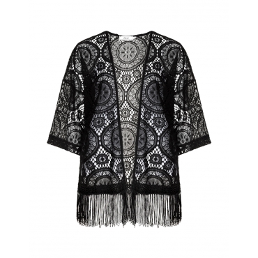 Spitzenkimono mit Fransen 