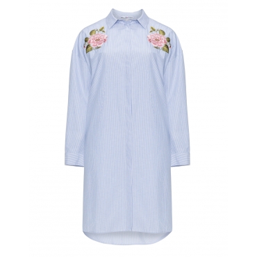 Streifen-Hemdblusenkleid mit Stickereien 