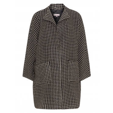 Wollmix-Mantel mit Karo-Struktur 