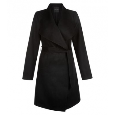 Black Waterfall Belted Coat 