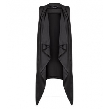 Black Waterfall Open Front Sleeveless Jacket 