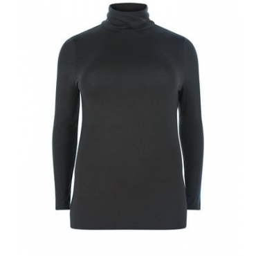 Curves – Dunkelgrünes, langärmliges Rollkragentop 