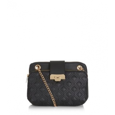 Gesteppte Schultertasche in Schwarz 