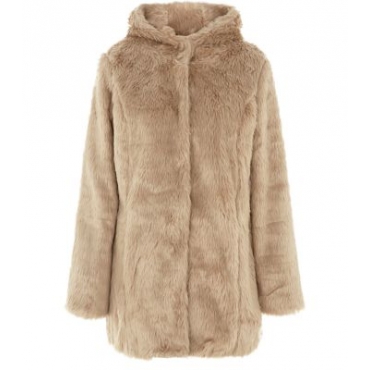 Mela Brown Hooded Fur Coat 