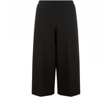 Plus Size Black Pleat Front Culottes 
