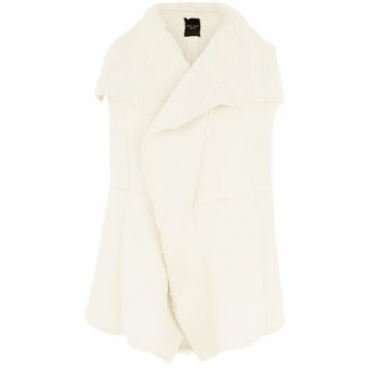 Plus Size Cream Suedette Shearling Lined Gilet 