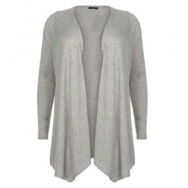 Plus Size Grey Rib Waterfall Cardigan 