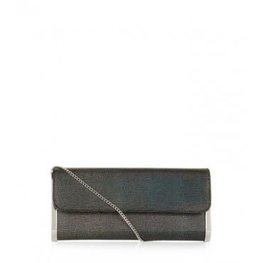 Schwarze strukturierte Clutch mit Metallbesatz 