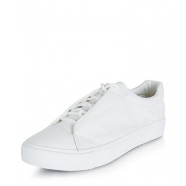 Teenager – Weiße Sneaker zum Schnüren in Lederoptik 