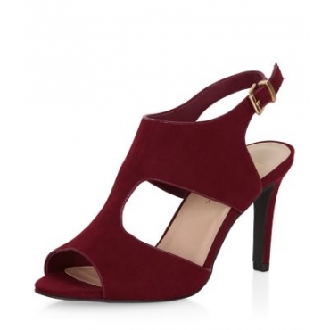Wide Fit Burgundy Suedette Cut Out Heels 