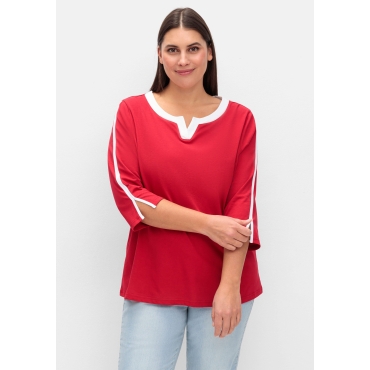 3/4-Arm-Shirt mit Kontrastdetails, rot, Gr.40-56 
