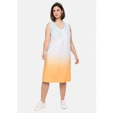 Ärmelloses Shirtkleid in Batik-Optik, in A-Linie, weiß bedruckt, Gr.40-58 