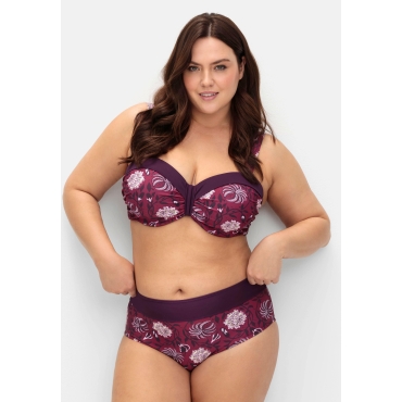 Bikinihose mit Blumendruck und Shaping-Einsatz, beere gemustert, Gr.40-58 