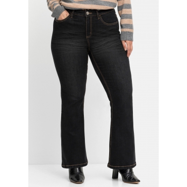 Bootcut-Jeans mit 3D-Catfaces, black Denim, Gr.40-58 