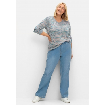 Bootcut-Jeans mit Komfortbund und Used-Effekten, light blue Denim, Gr.40-56 