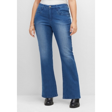 Bootcut-Jeans mit Nieten und Catfaces, blue Denim, Gr.40-58 