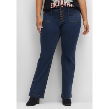 Bootcut-Jeans mit Zierknopfleiste, dark blue Denim, Gr.40-58 