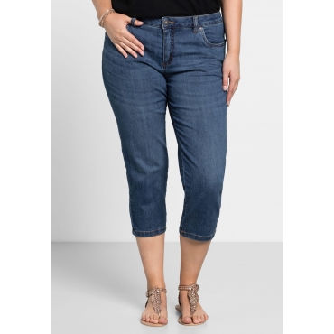 Capri-Stretch-Jeans mit individuellen Used-Effekten, blue Denim, Gr.40-58 