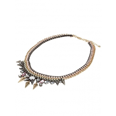 Collier en métal et pierres de verre 